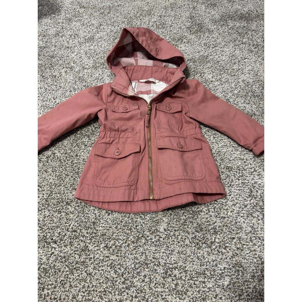 H&M Cotton Twill Parka in Pink, Size 3T